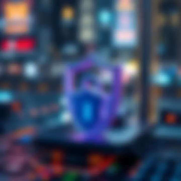 A conceptual image representing regulatory frameworks and security challenges associated with blockchain.