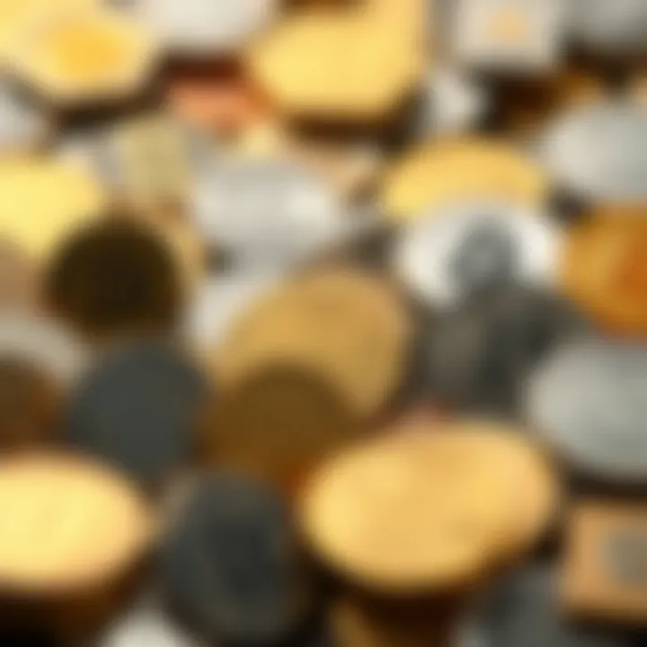 Diverse range of coin icons