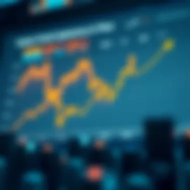 Graph showing market trends in cryptocurrencies