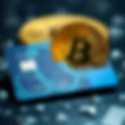 A visual representation of a credit card and Bitcoin symbol