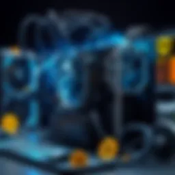 Cryptocurrency mining rig showcasing advanced technology