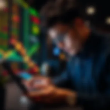 Investor analyzing market data on a digital device