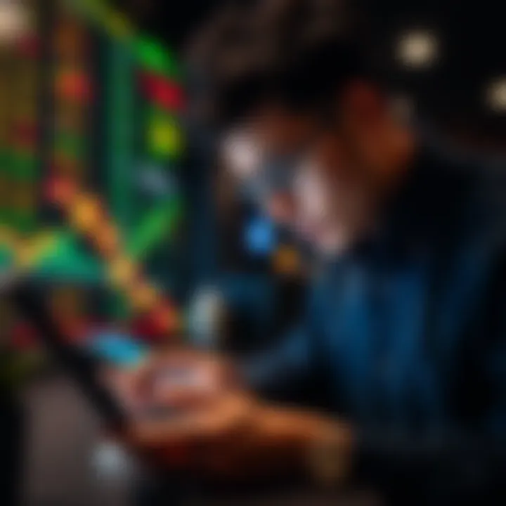 Investor analyzing market data on a digital device