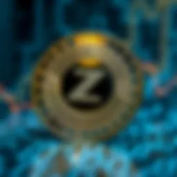 Zilliqa coin logo with blockchain background